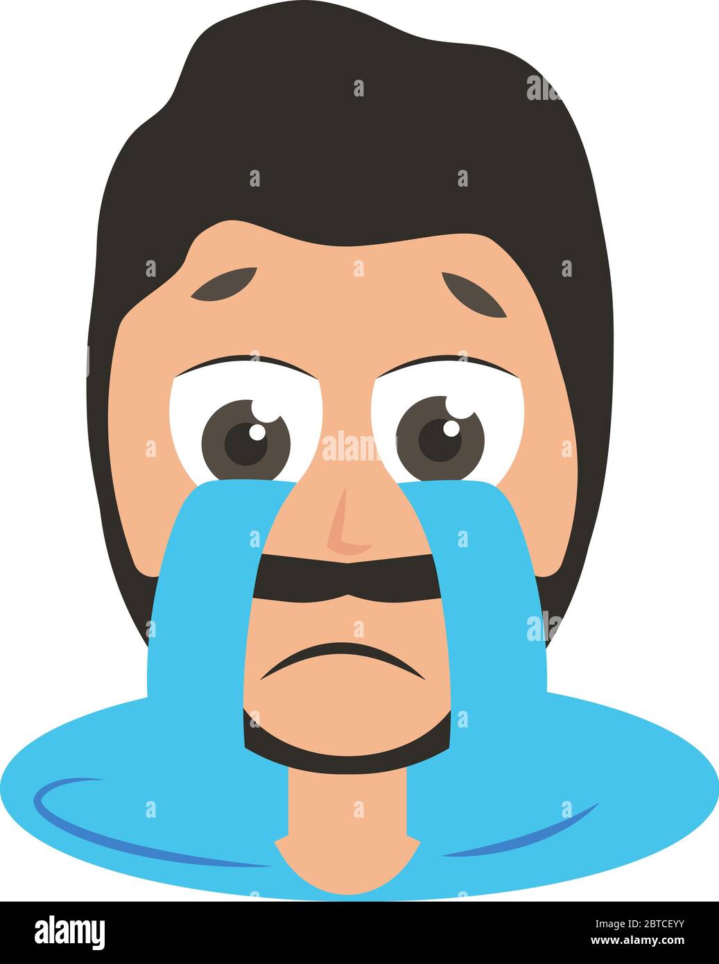 Man crying, illustration, vector on white background Stock Vector