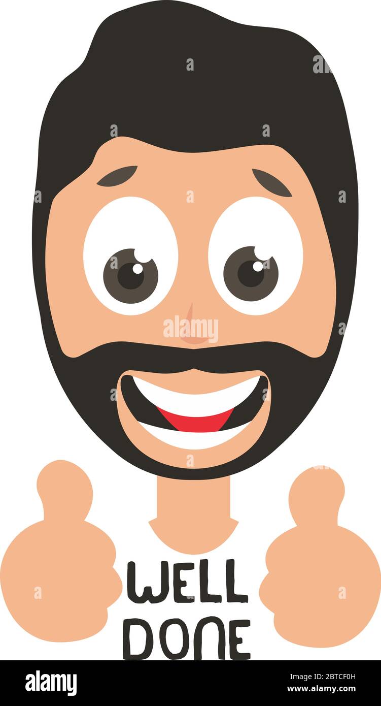 Man well done emoji, illustration, vector on white background Stock Vector