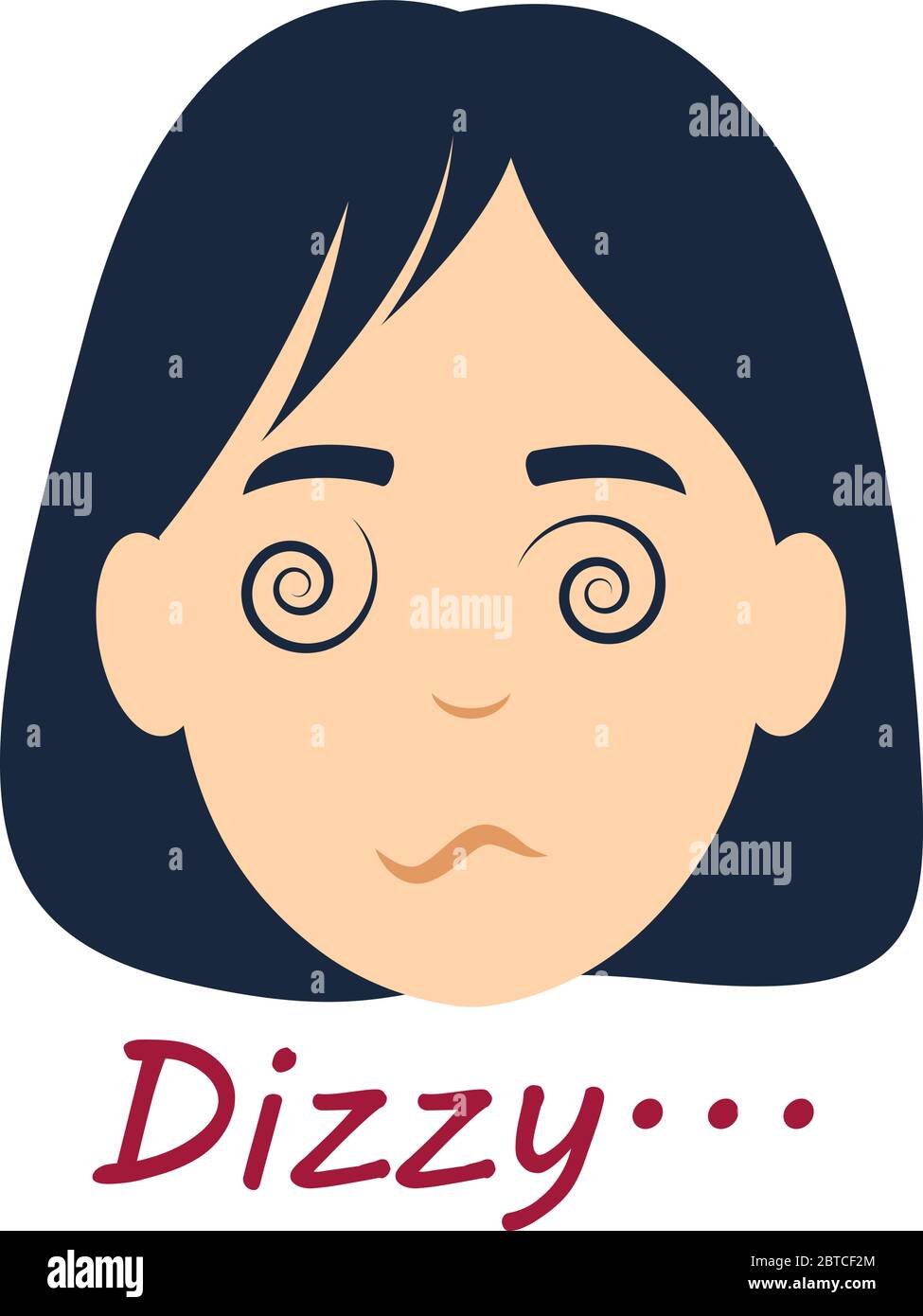 Dizzy girl, illustration, vector on white background Stock Vector Image