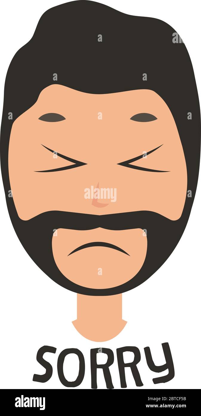 Man saying sorry, illustration, vector on white background Stock Vector