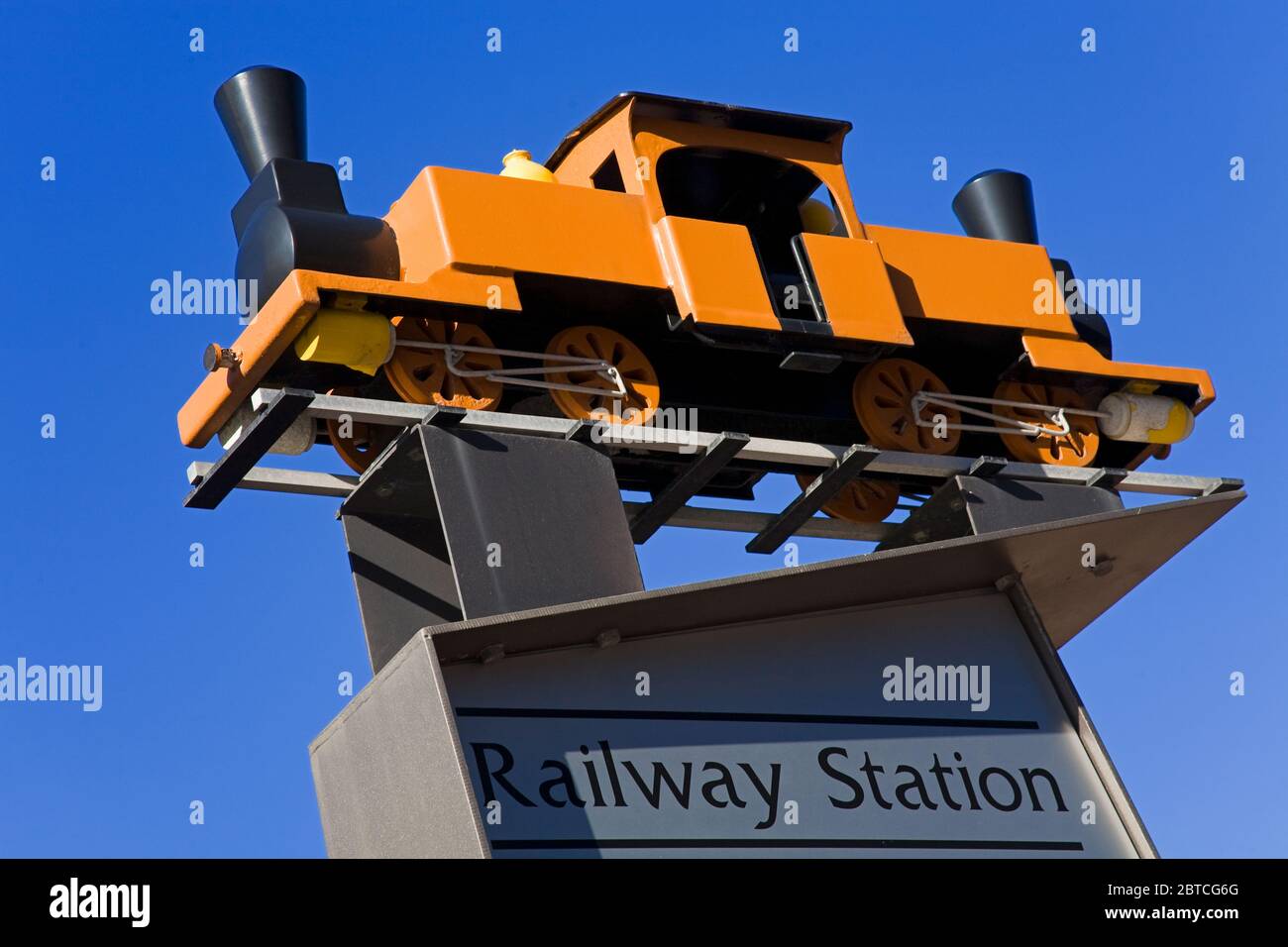 Railway Station sign,Wellington City,North Island,New Zealand Stock Photo