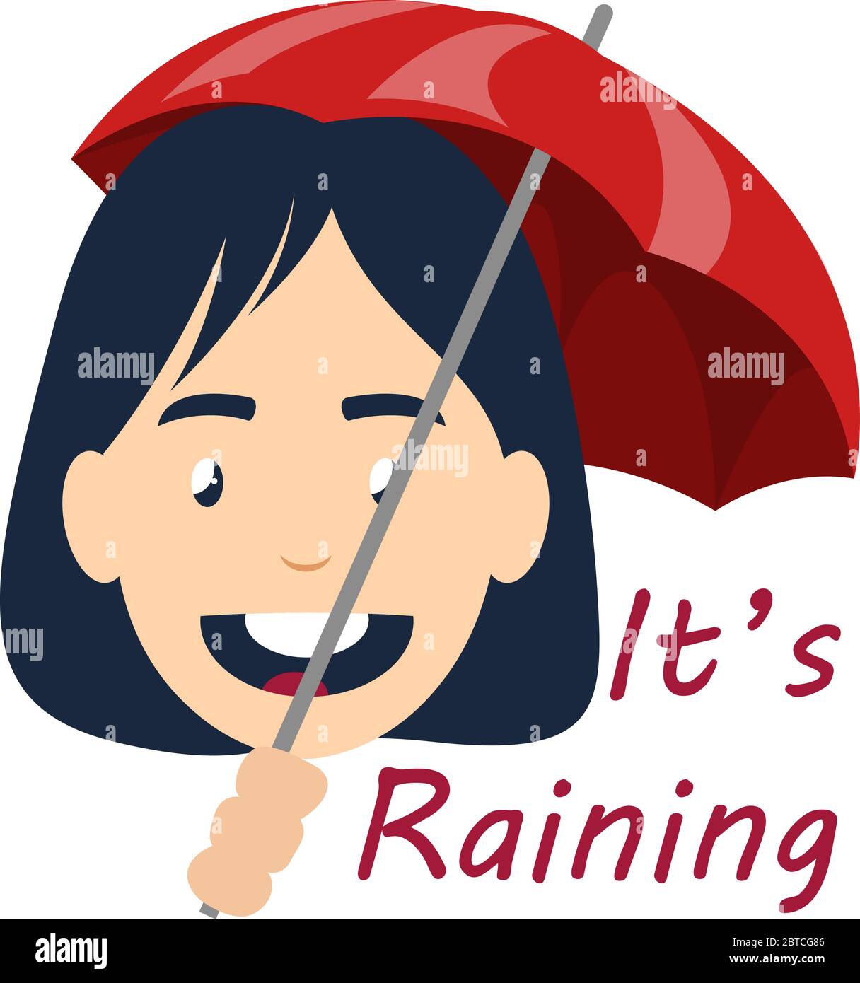 Girl with umbrella, illustration, vector on white background Stock Vector