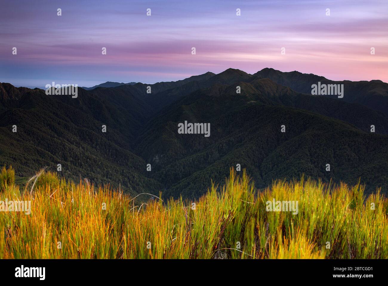 Sunrise over the Pinnacles in the Tararua Ranges, New Zealand, February 2020 Stock Photo