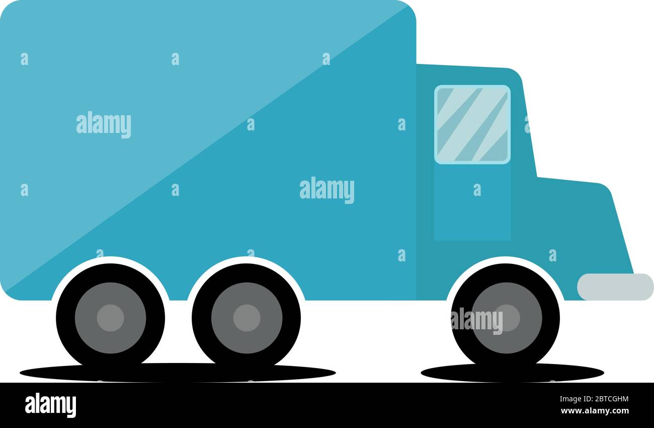 Blue truck, illustration, vector on white background Stock Vector