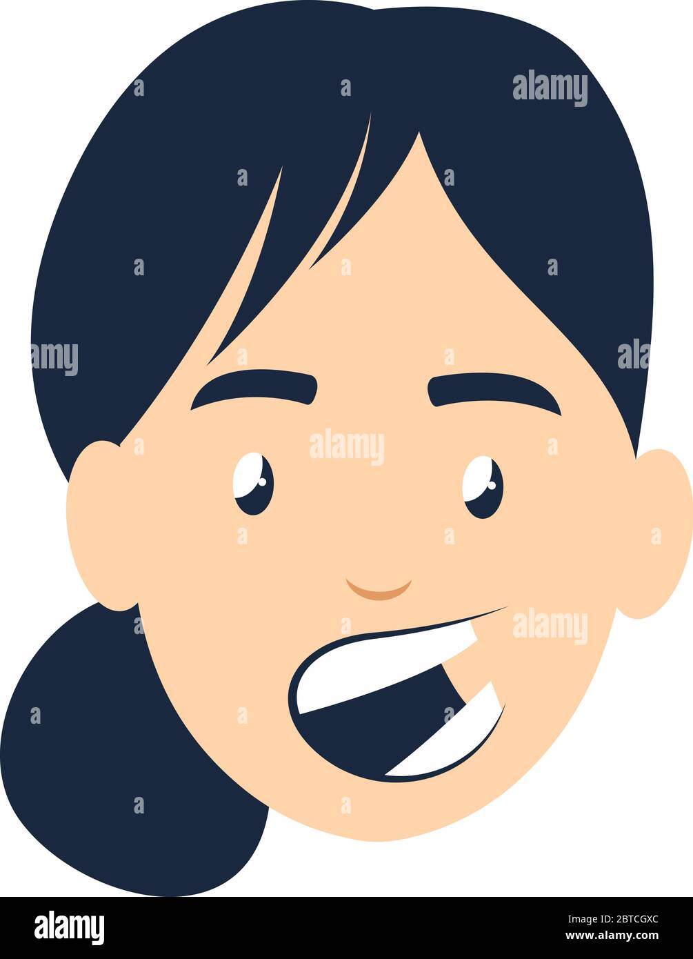 Girl talking emoji, illustration, vector on white background Stock Vector