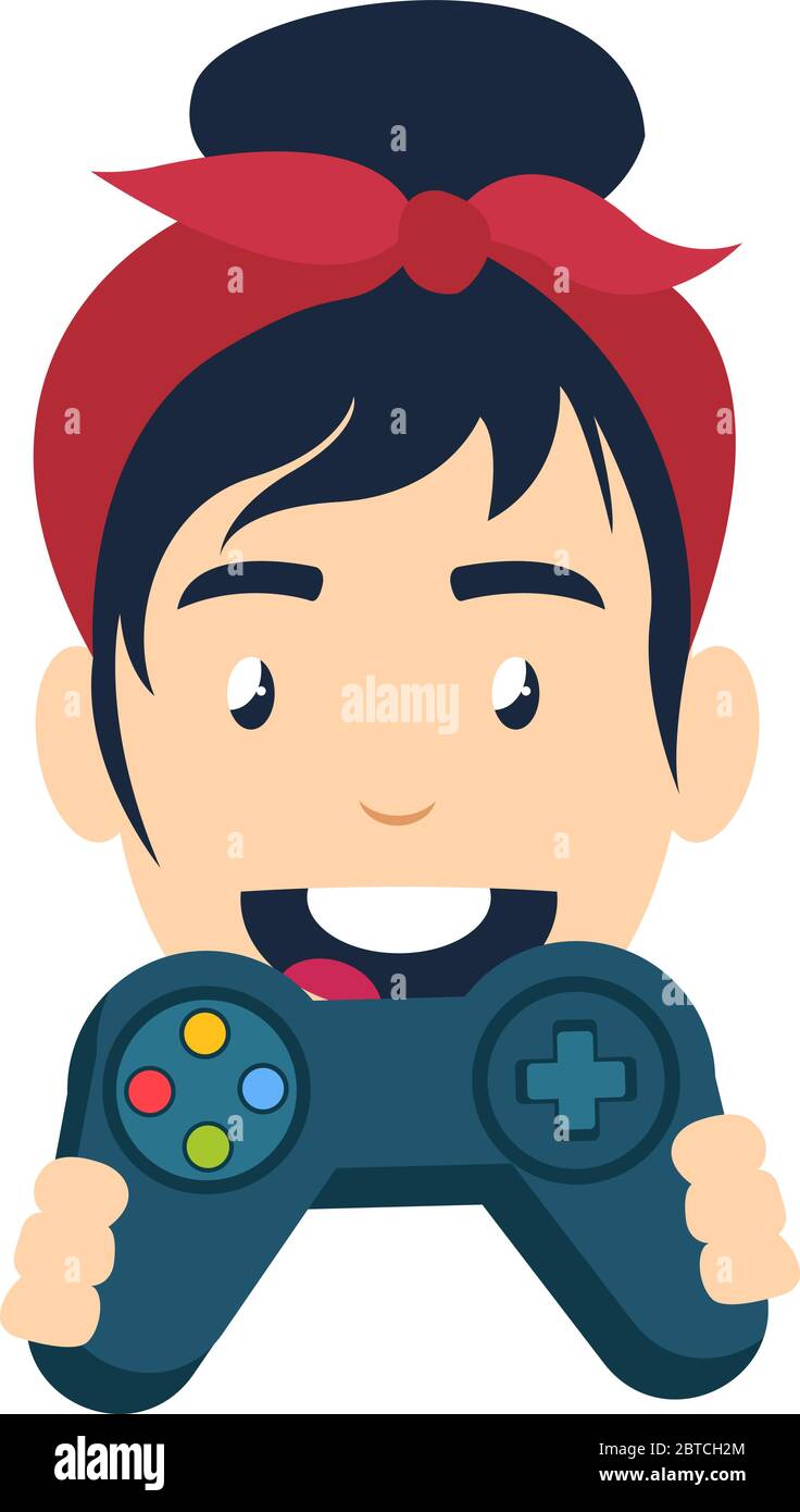 Girl with gamepad, illustration, vector on white background Stock Vector  Image & Art - Alamy