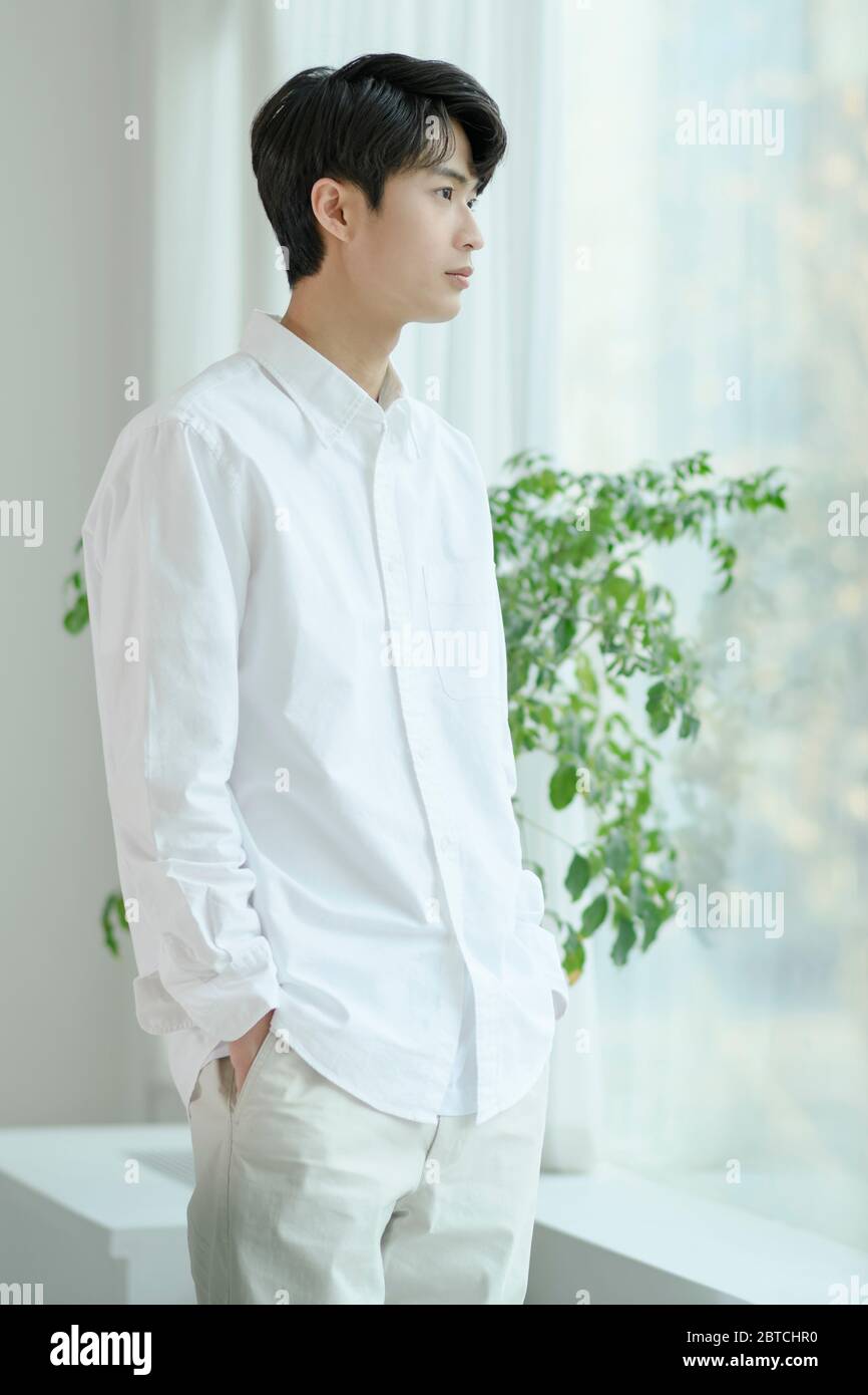 Single life concept, young cheerful Asian man's daily life 174 Stock ...