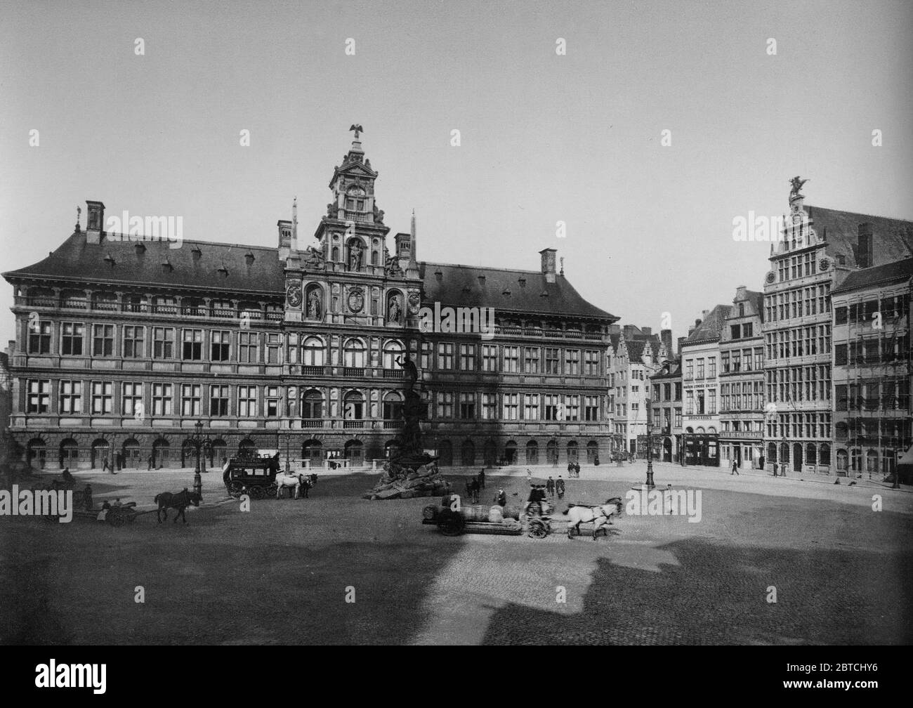 Grande Place with town hall, Antwerp, Belgium ca. 1890-1900 Stock Photo