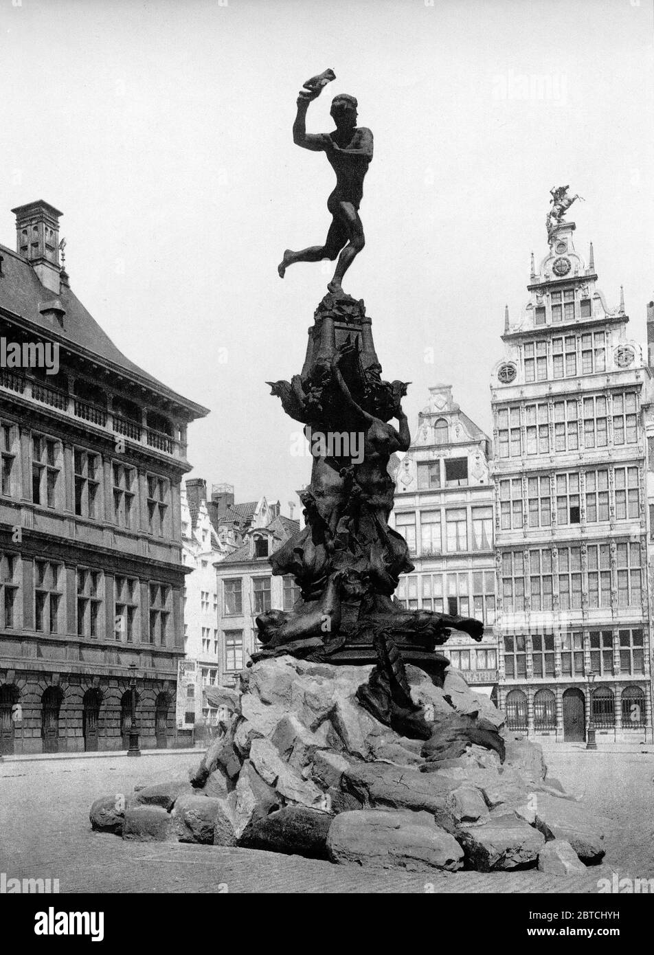 Brabo monument, Antwerp, Belgium ca. 1890-1900 Stock Photo