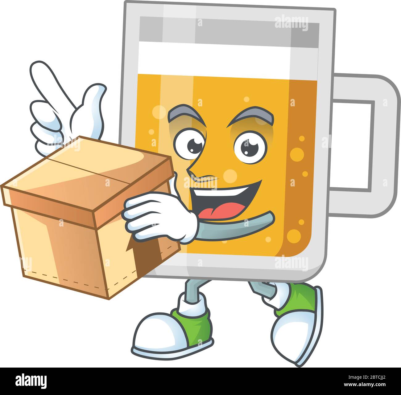 cartoon design style of glass of beer having gift box Stock Vector ...