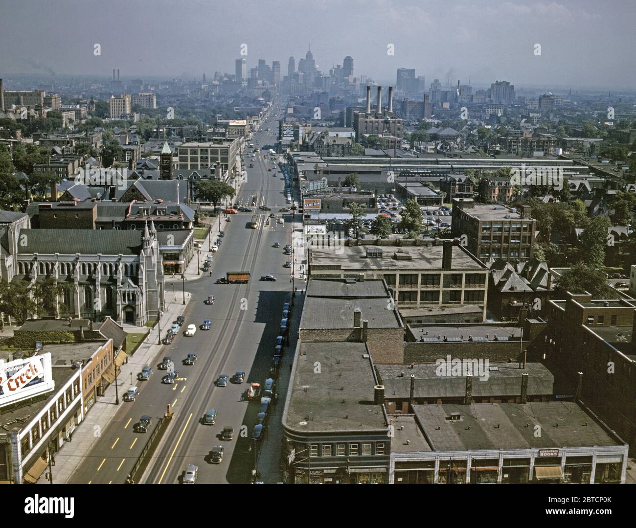 Looking south from the Maccabees Building with the Detroit skyline in the distance, Detroit, Mich. - July 1942 Stock Photo