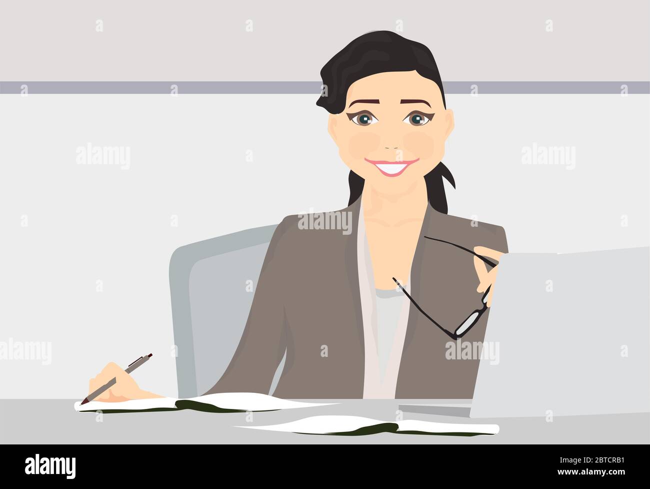a businesswoman at the desk with laptop Stock Vector Image & Art - Alamy
