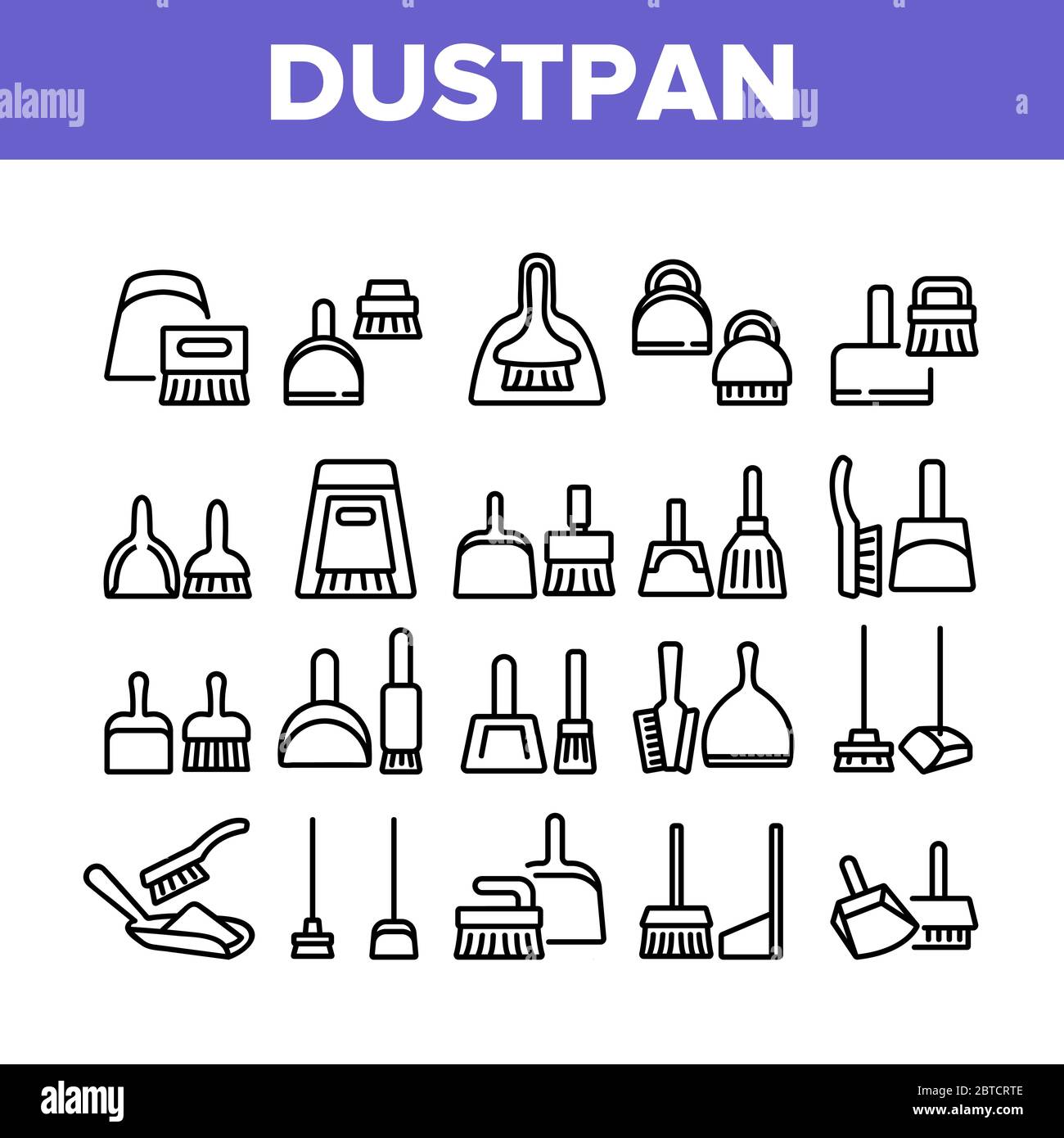 Dustpan And Brush Tool Collection Icons Set Vector Stock Vector Image