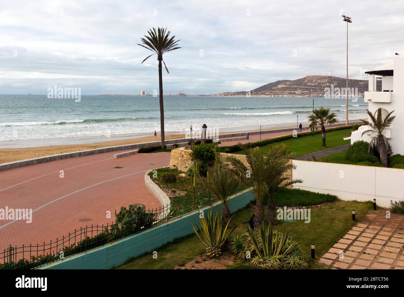 Morocco, Agadir, Coastline with beach and promenade Stock Photo