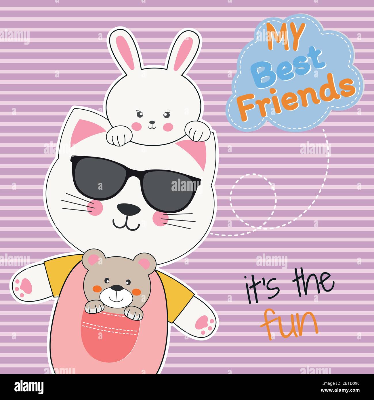 Doodle Boy And Girl Best Friends Illustration Stock Vector Image Art Alamy