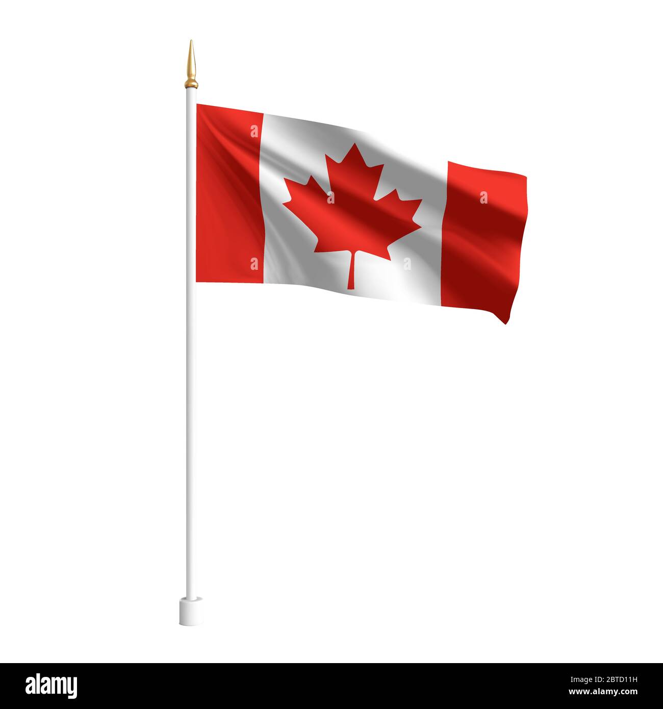 Vector realistic Canada Flag. 3D waving flag textile. Template for products, advertizing, banners, leaflets, certificates and postcards. illustration Stock Vector