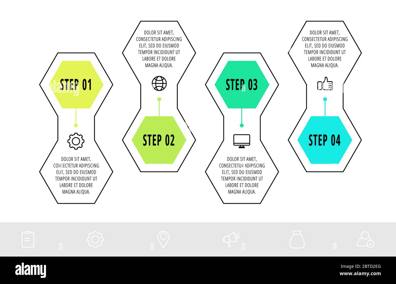 Hexagon infographic design template with 4 options and icons. Vector ...