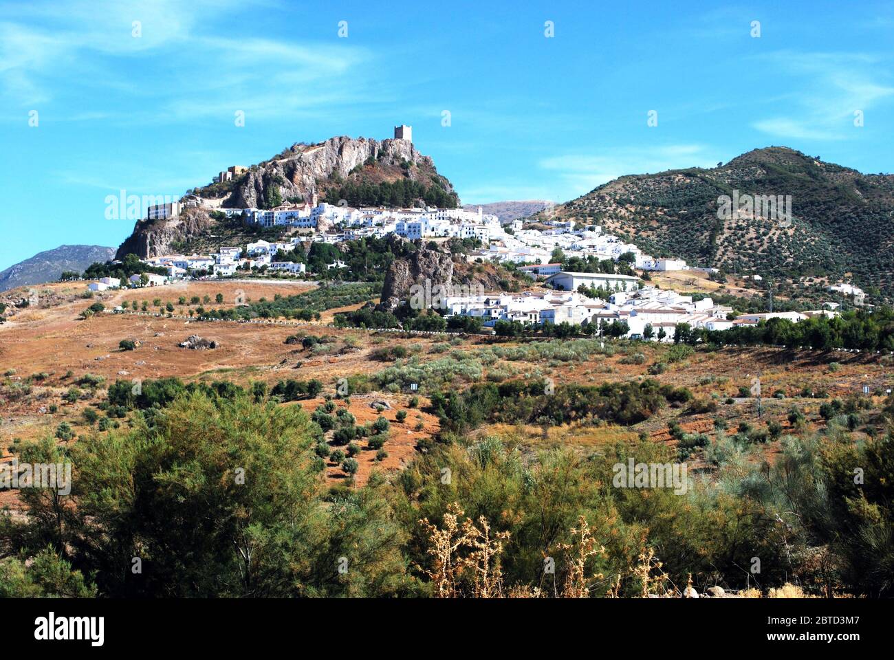 Sierra de la zahara whitewashed hill village spain andalusia view hi ...
