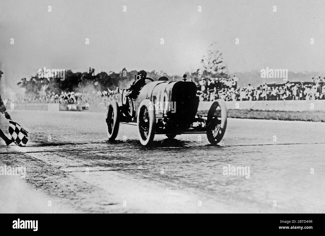 French race car driver Jules Goux (1885-1965) winning the Indianapolis 500 on May 30, 1913 Stock Photo