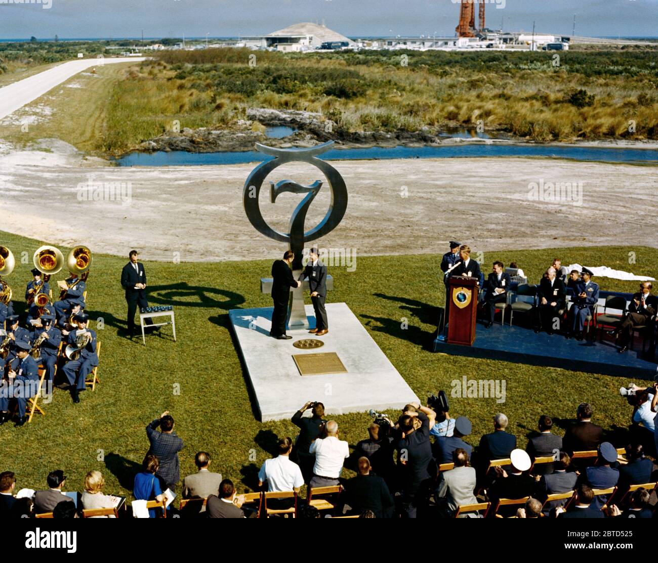 (1964) --- Wide angle view of the Mercury 7 memorial dedication. Photo credit: NASA Stock Photo