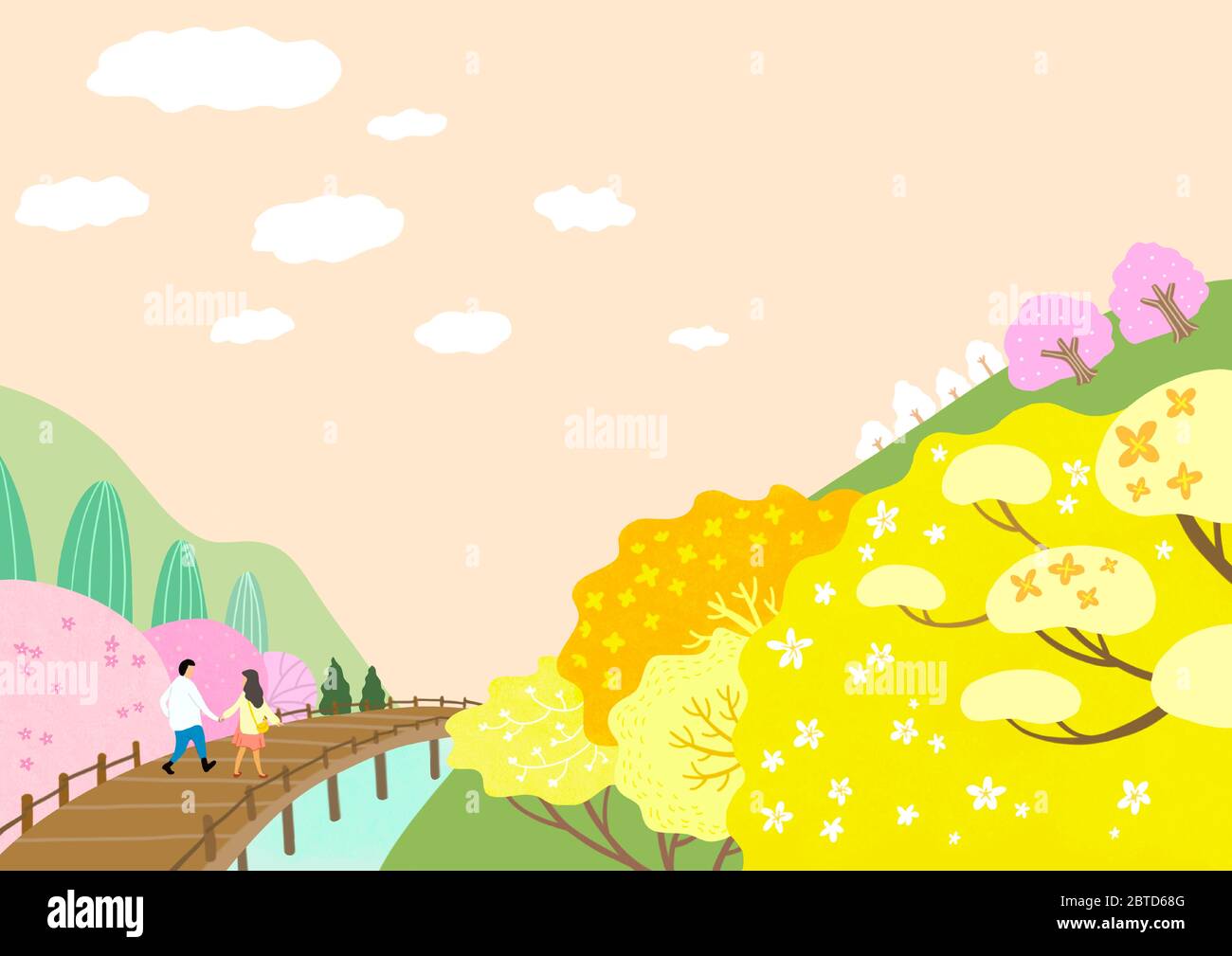 Beautiful spring natural scenery illustration 005 Stock Vector Image ...