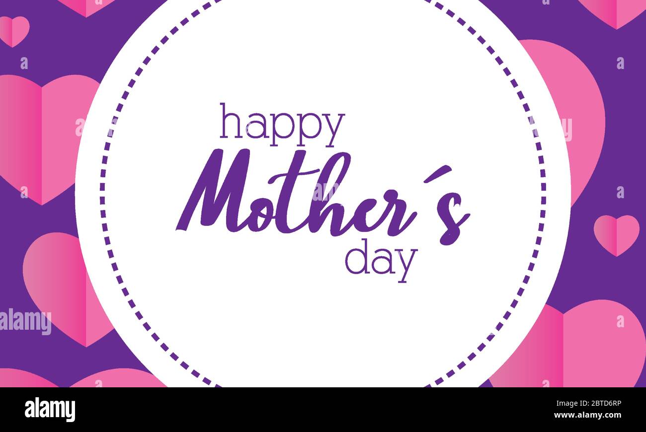 happy mothers day card with floral circular frame Stock Vector Image ...
