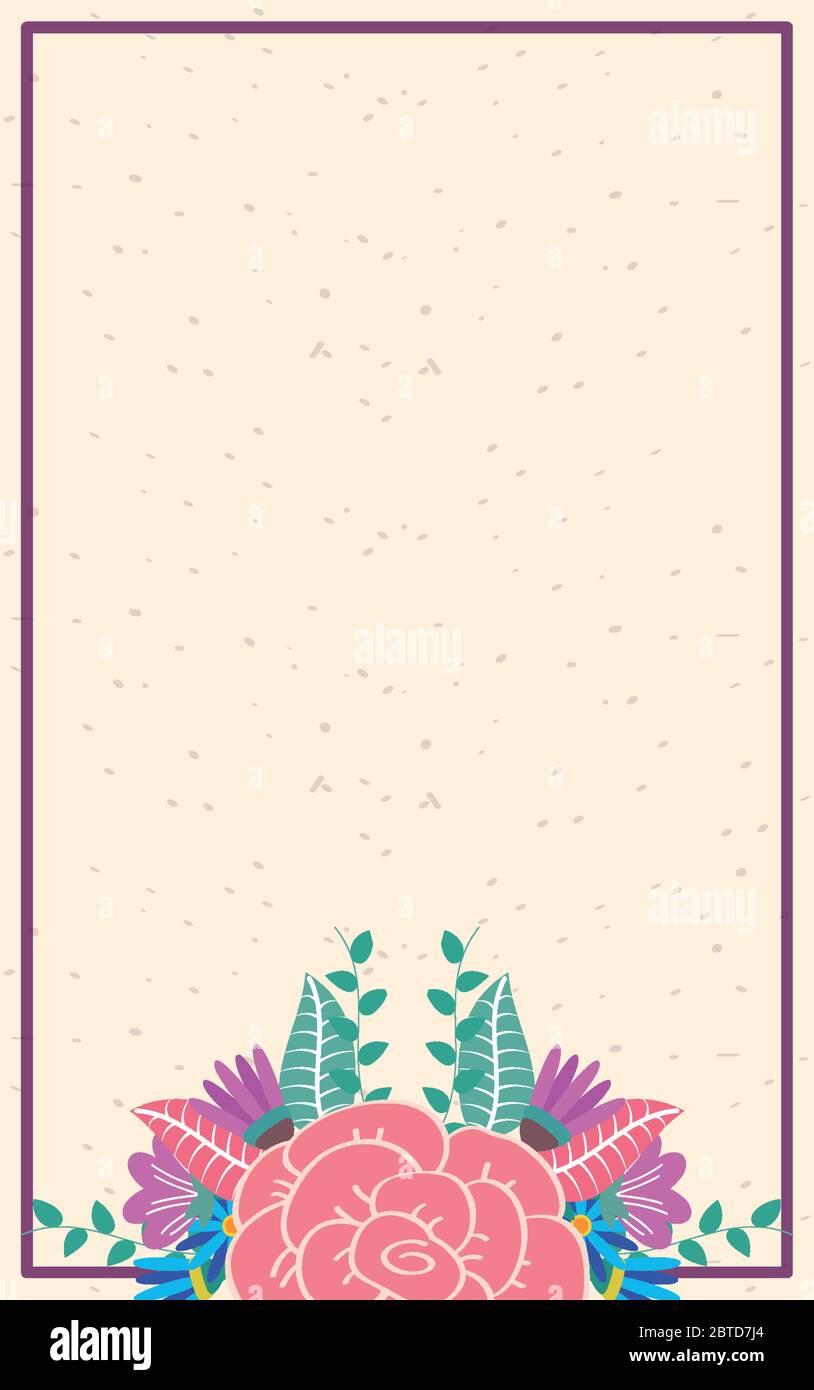 flowers and leafs decorative square frame Stock Vector Image & Art - Alamy
