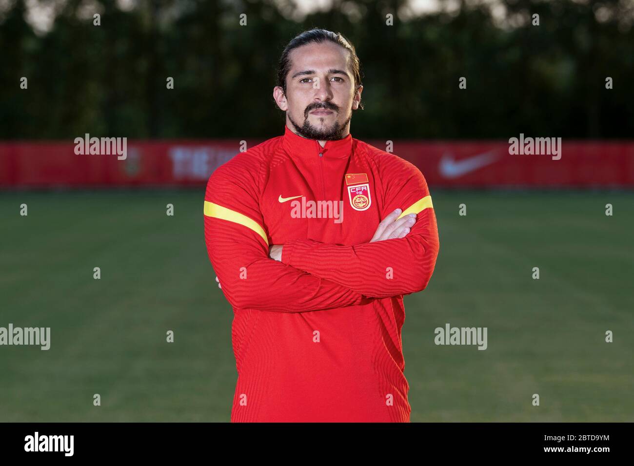 The photo of Brazilian-born Chinese footballer Aloisio dos Santos Gonçalves, known in Chinese as Luo Guofu, while the China national football team train in Shanghai, China, 18 May 2020. Stock Photo
