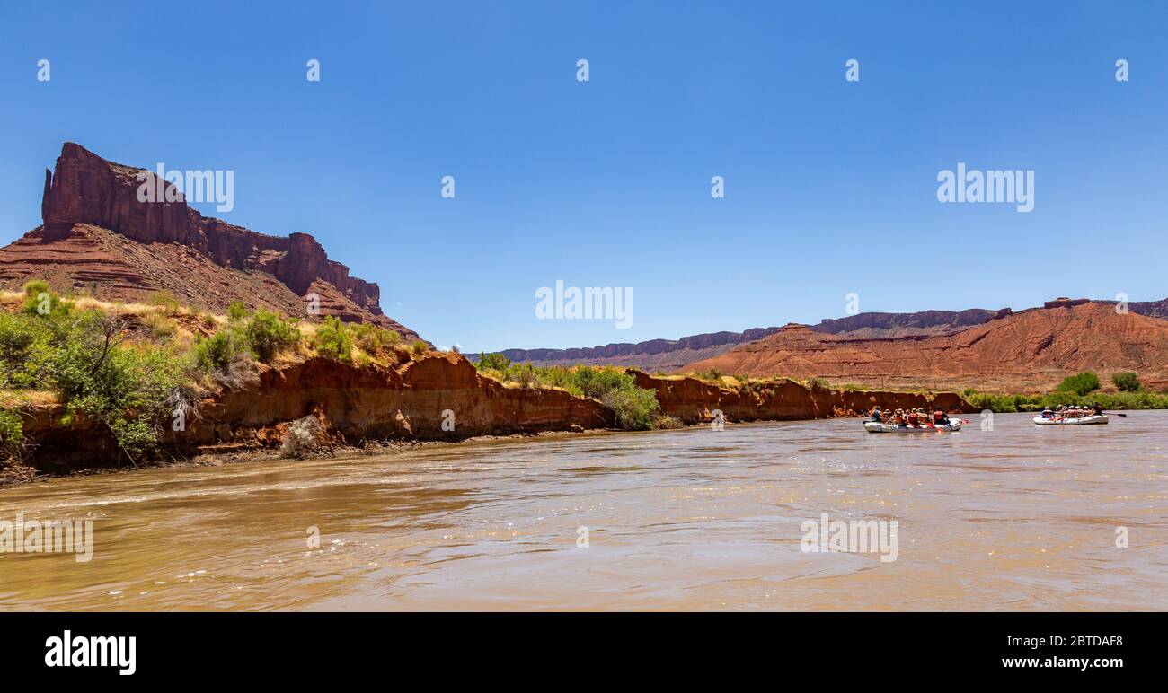 Whitewater rafting on Colorado river in Arches National Park, USA Stock ...