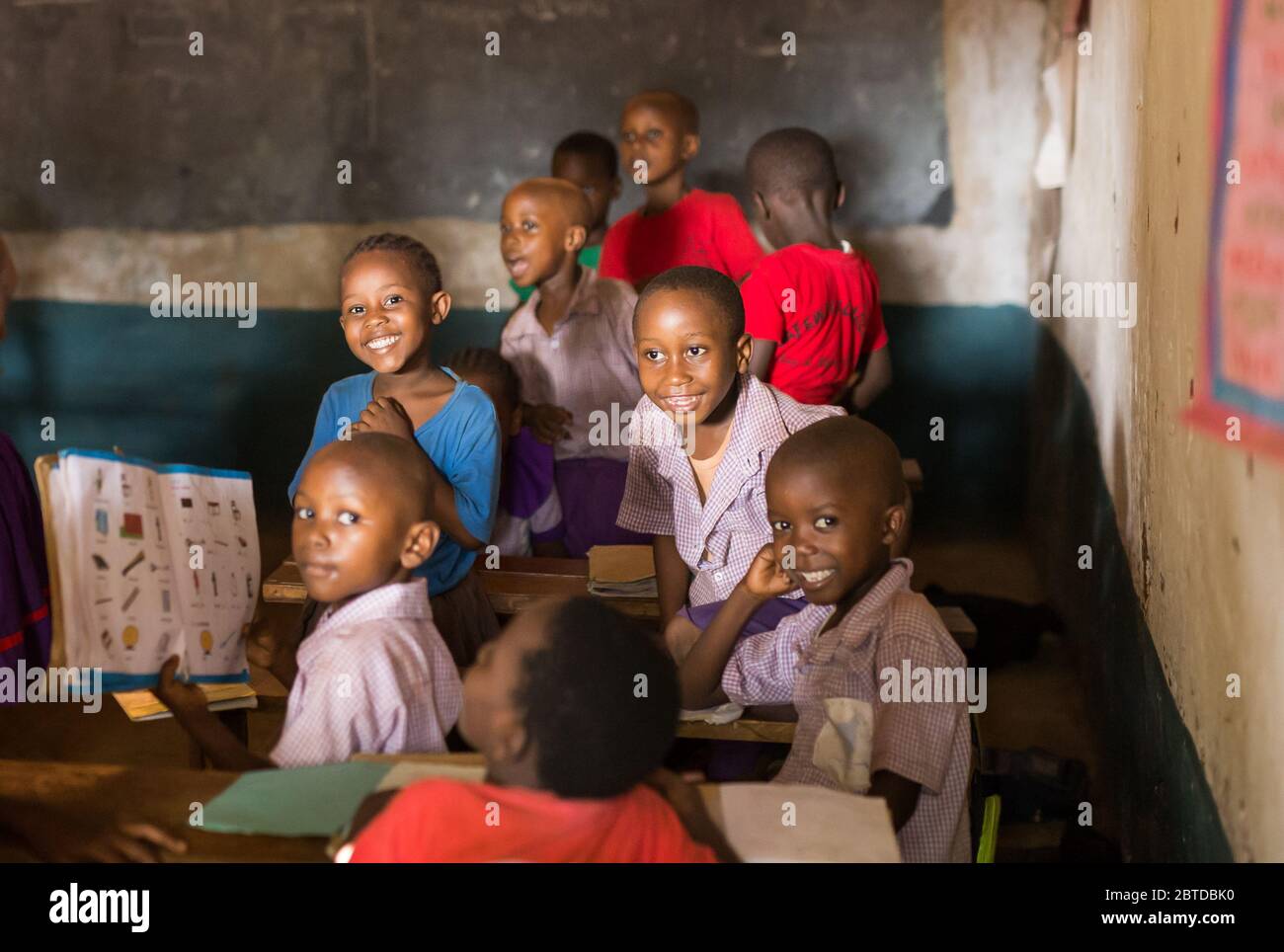 Happy, smilling kids at rural Kenyan school Stock Photo