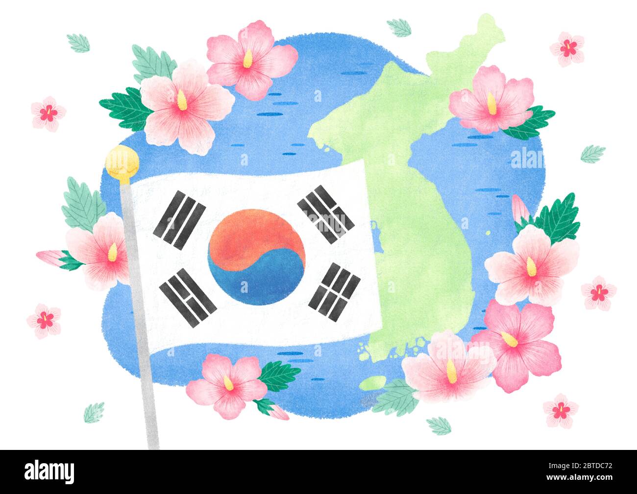 The National flag and National Flower of South Korea vector