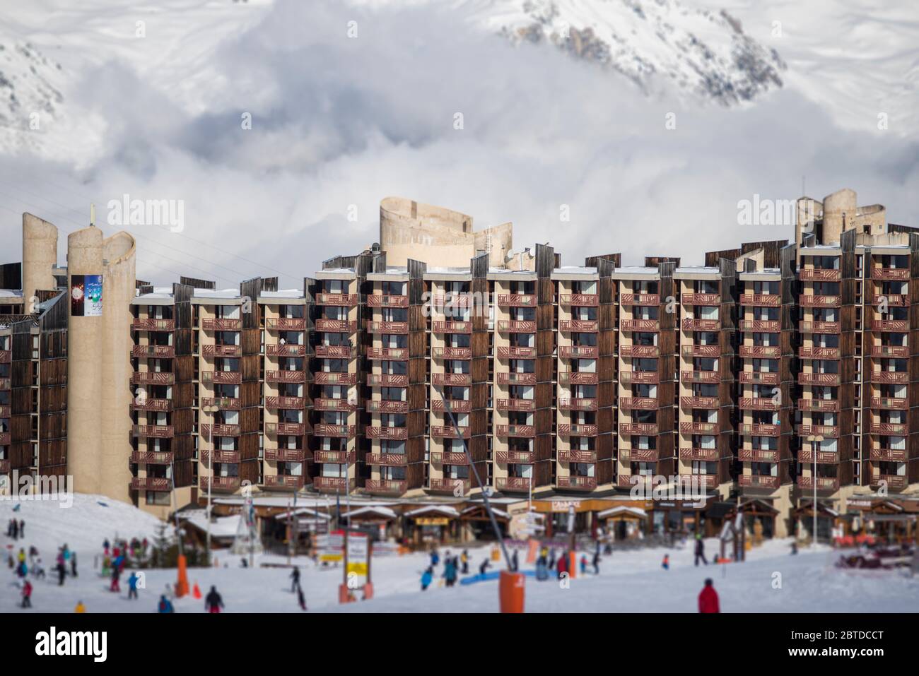 Apartment buildings in the French ski resort of Plagne Bellecote, Savioe Stock Photo Alamy