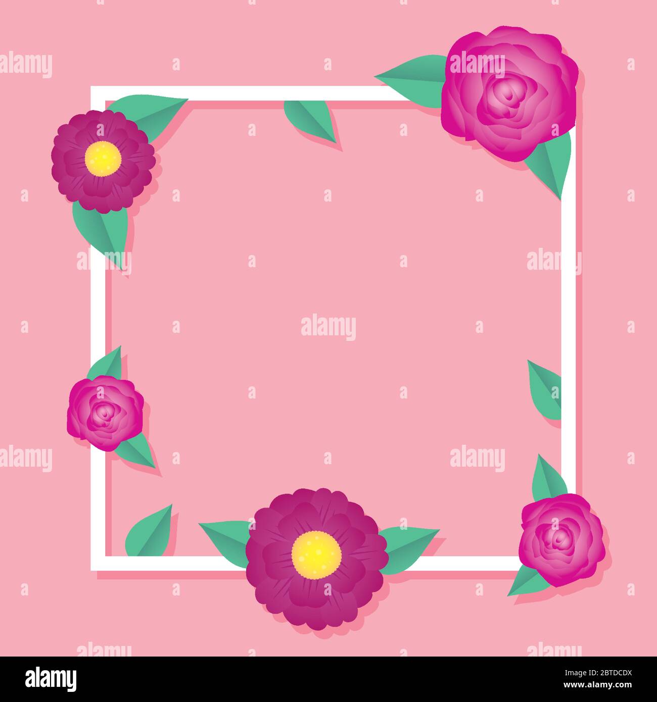 flowers and leafs decorative square frame Stock Vector Image & Art - Alamy