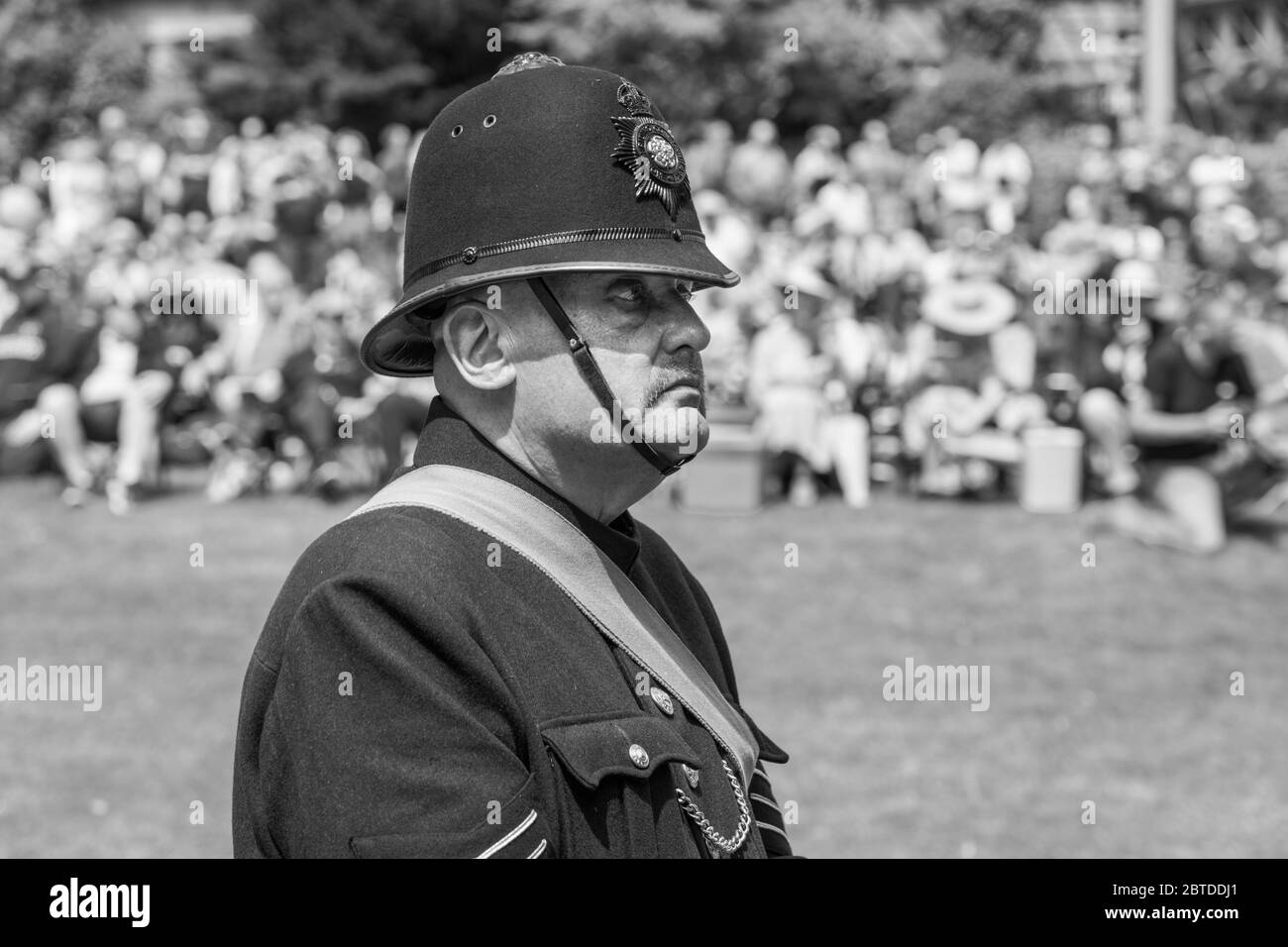 1940's style Policeman at the annual 1940's Day at The Valley Gardens, Harrogate, North Yorkshire, England, UK. Stock Photo