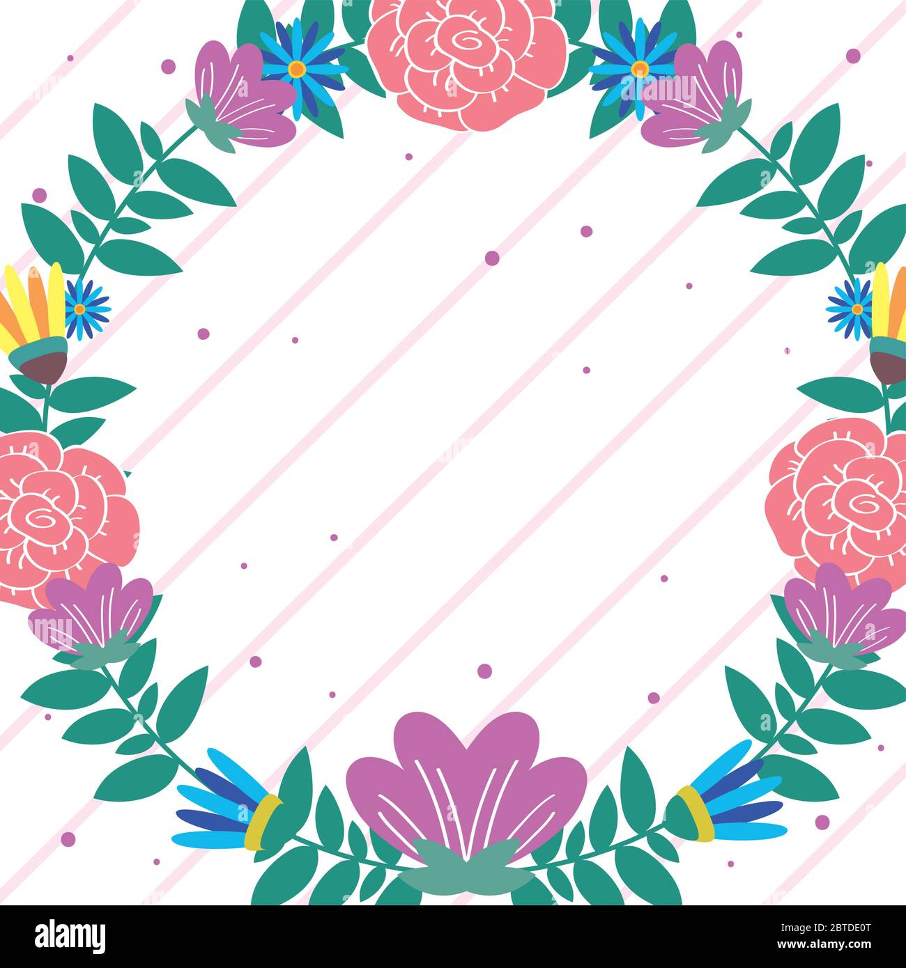 flowers and leafs decorative circular frame Stock Vector Image & Art ...