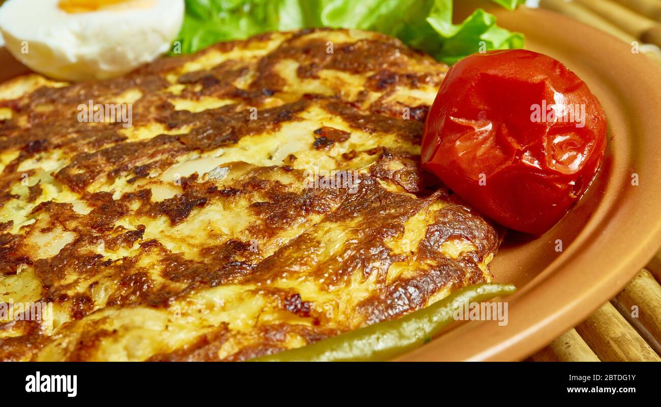 Salt cod tortilla omelet fish with potatoes Stock Photo Alamy