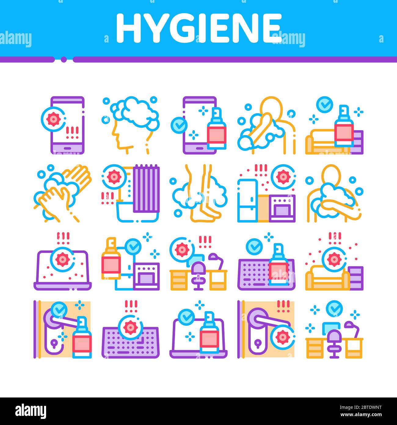 Hygiene And Healthcare Collection Icons Set Vector Stock Vector Image ...