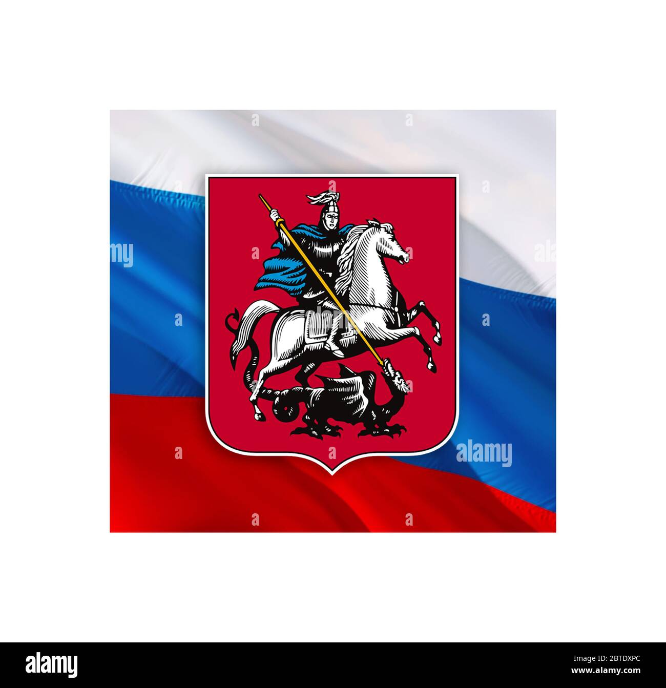 Russian flag with Coat of arms of Russia. Kremlin presidential Coat of arms  of Russia, 3d rendering. Russian eagle. Russian Presidential National embl  Stock Photo - Alamy