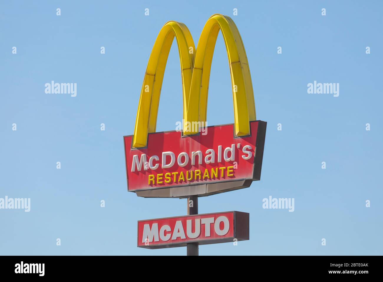 Madrid, Spain - March 11, 2020: McDonald's McAuto sign in Madrid, in district Ciudad de la Imagen. Stock Photo