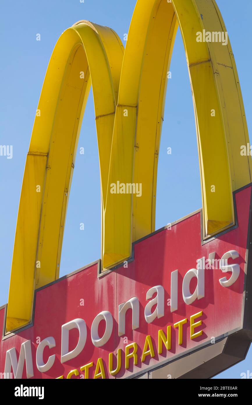 Madrid, Spain - March 11, 2020: McDonald's McAuto sign in Madrid, in district Ciudad de la Imagen. Stock Photo