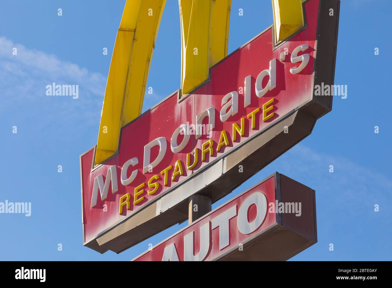 Madrid, Spain - March 11, 2020: McDonald's McAuto sign in Madrid, in district Ciudad de la Imagen. Stock Photo