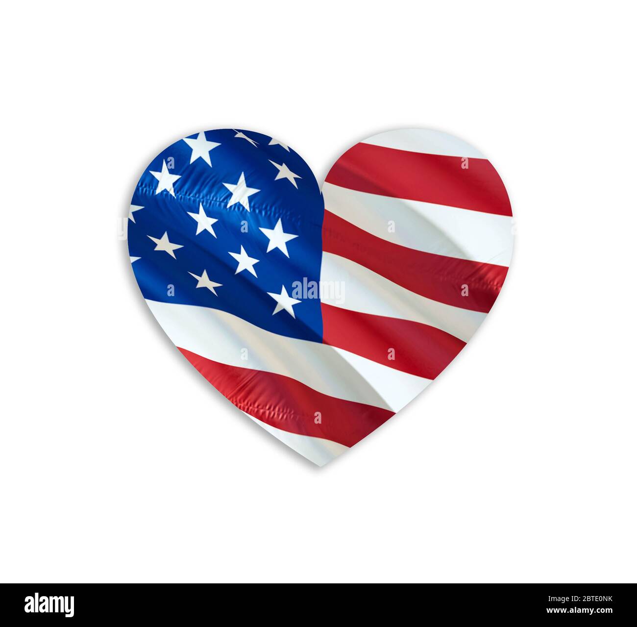 LOVE USA with American flag. 3d United States waving flag. LOVE Sign of