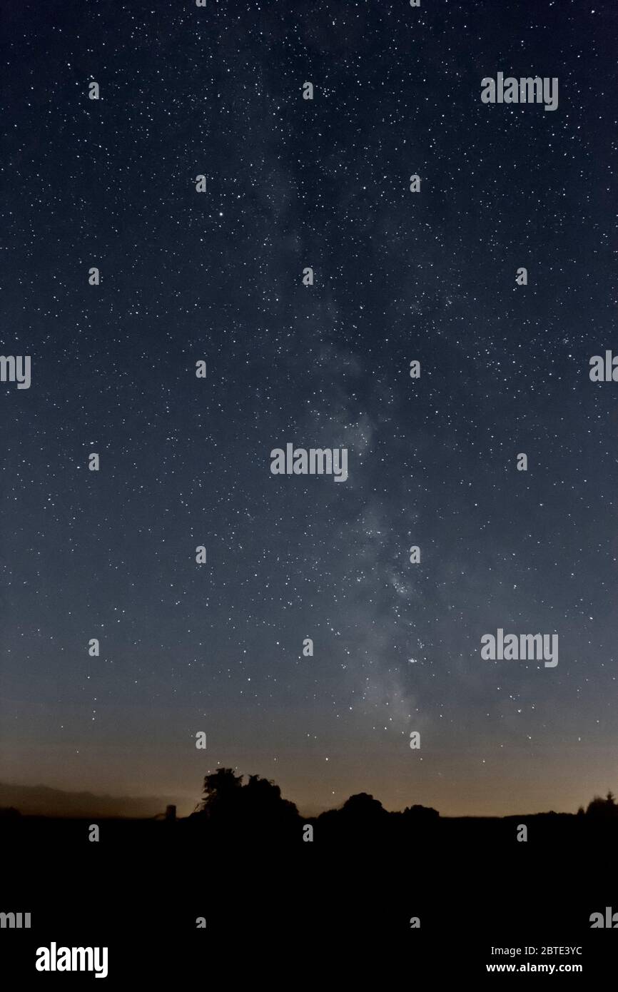 starry night with milky way, Germany, Bavaria Stock Photo