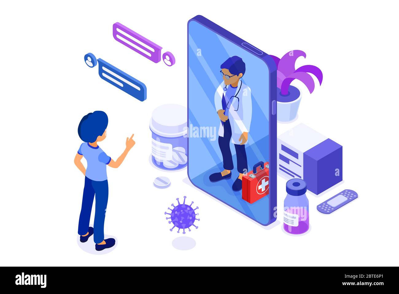 Online Doctor and Medical Diagnostics Isometric Stock Vector Image ...