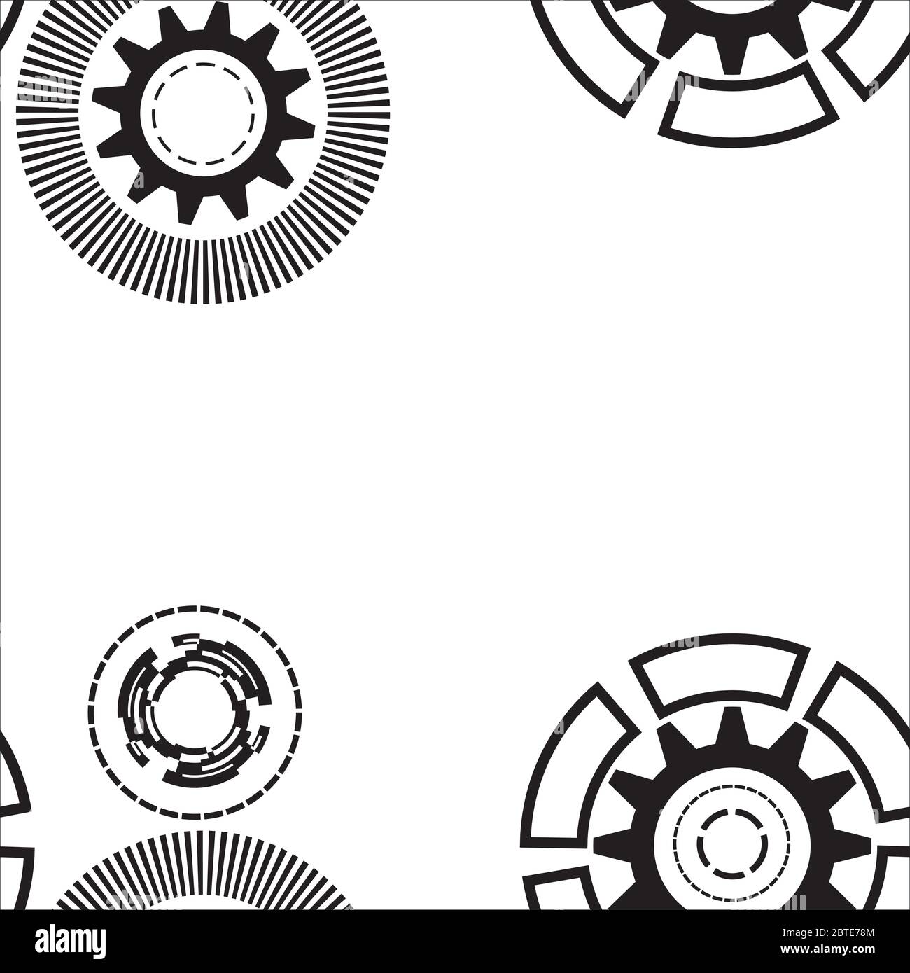 Abstract geometric gear, cogwheel, circles, lines, rays, dotted lines ...