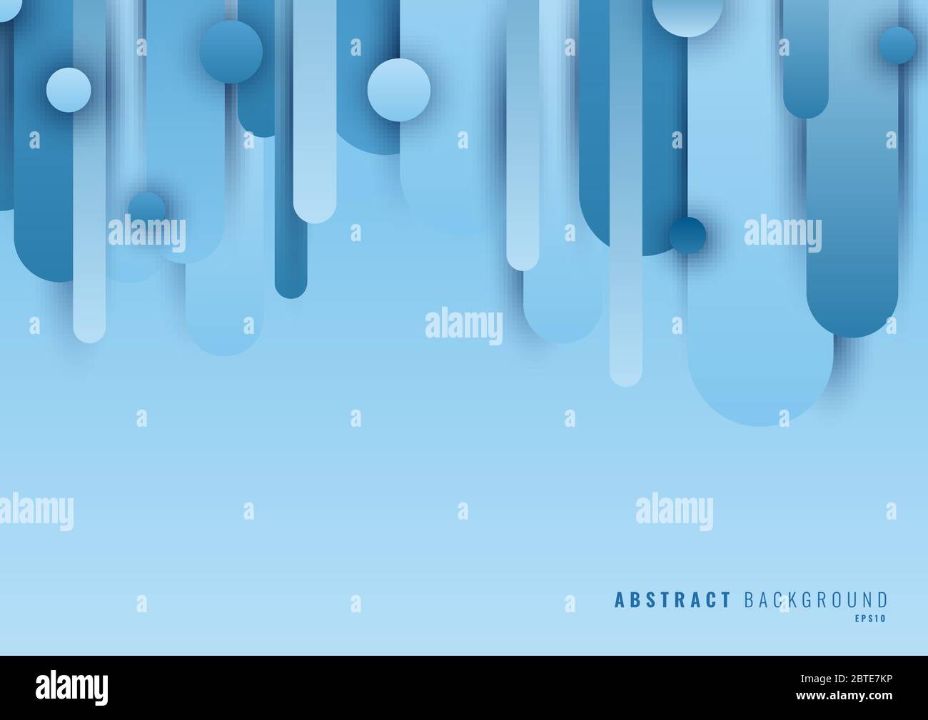 Abstract blue geometric circle rounded line shape overlapping layer on light blue background. Vector illustration Stock Vector