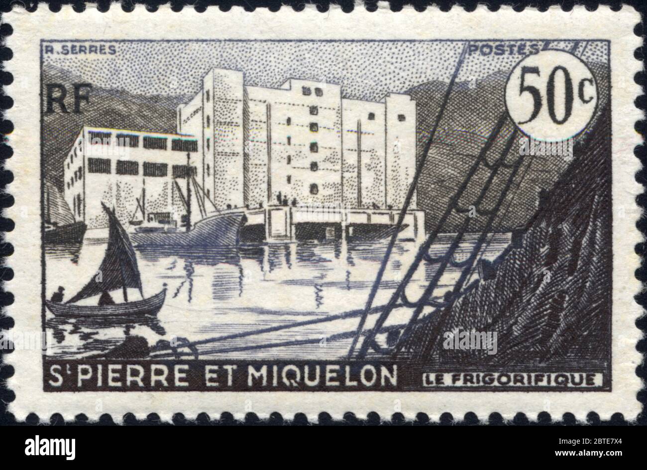 Le frigorifique. St Pierre et Miquelon. RF .R. Serres. Postes. 50c. Stock Photo