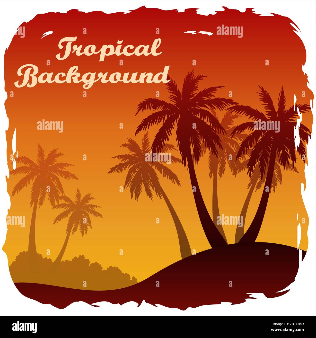 Exotic Landscape with Palm Stock Vector