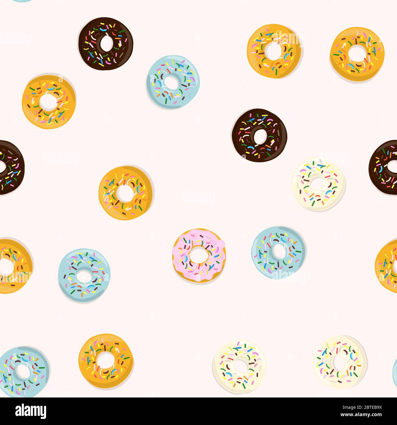 Vector seamless pattern illustration of donuts in cartoon design on ...