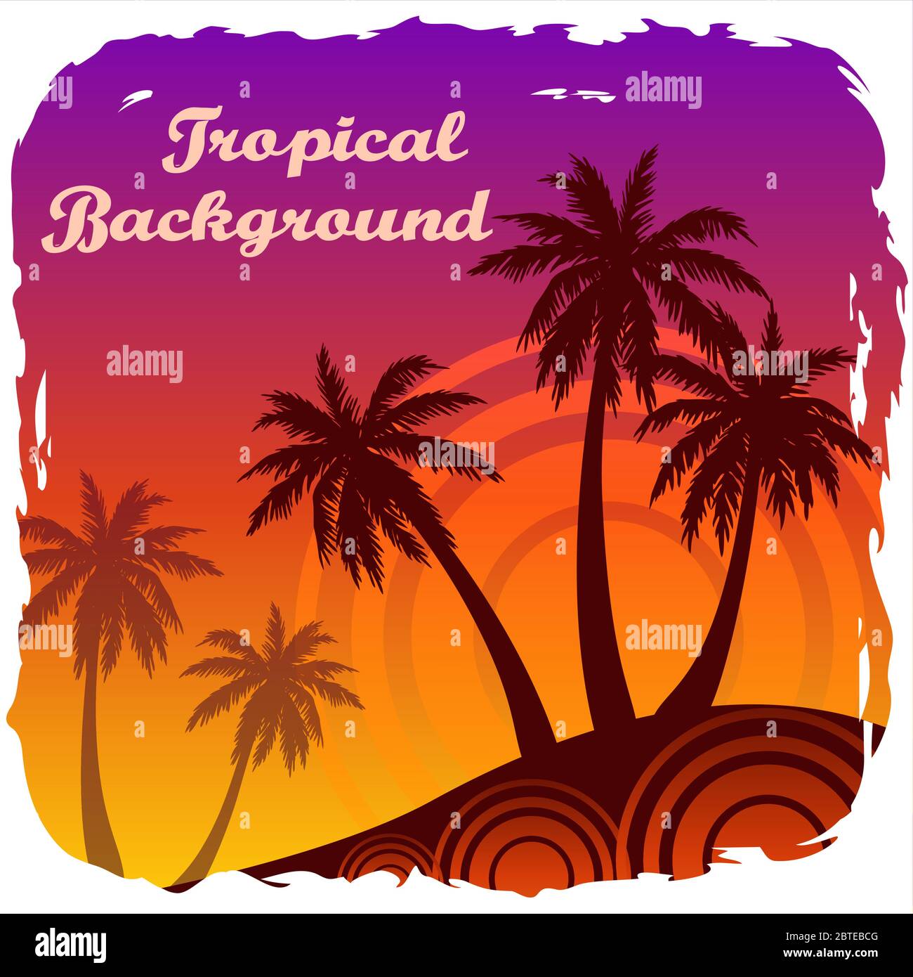 Exotic Landscape with Palm Stock Vector